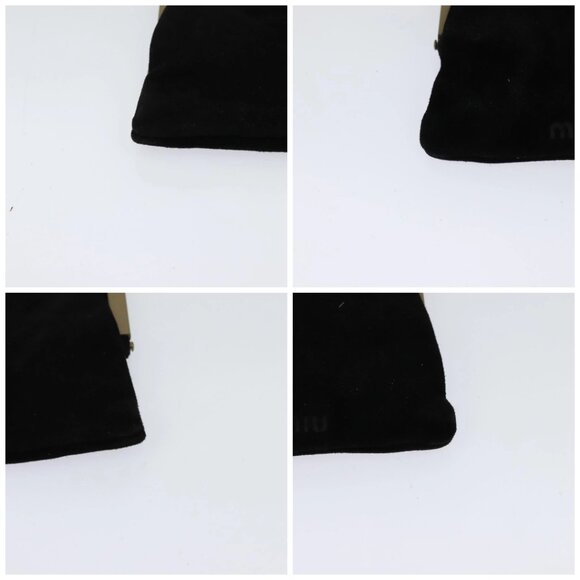 Miu Miu Shoulder Pouch Suede Black Gold Auth 120859 - Picture 14 of 16